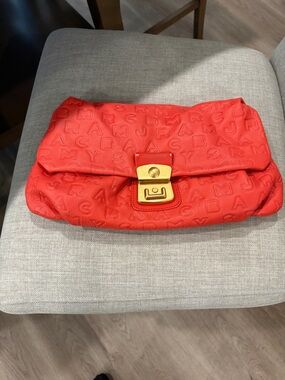 Marc by Marc Jacobs Red Fold-Over Clutch with Gold-Tone Push Lock
